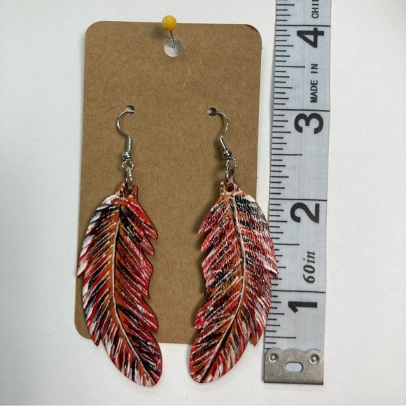 Feather-Shaped Earrings: Handcrafted, Hand-Painted, and Perfect for Fall - Picture 8 of 8